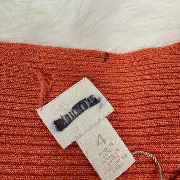 Chico’s Women’s NWT Orange Metallic Ribbed Banteau 3/4 Sleeve Sweater 4/XXL/C44 - Picture 8 of 13